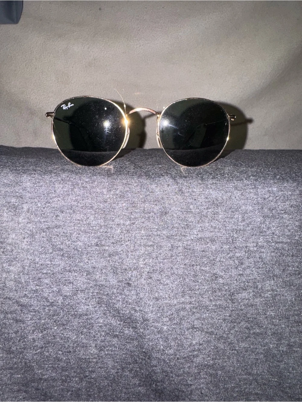Ray-Ban Round Metal Sunglasses - Gold Frame with Dark Green Lenses